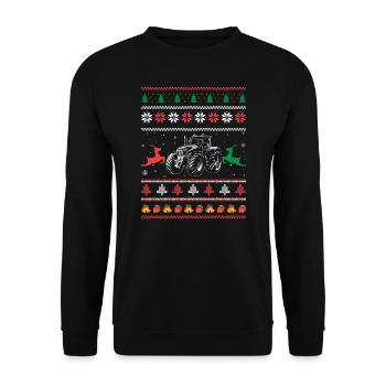 Noël Tracteur Farming Holiday Funny Farmer - Sweat-shirt Unisexe - noir - Devant - Alina (178cm) & Michal (187cm)