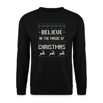 Ugly Xmas 2 - Belive Christmas - Unisex Pullover - Schwarz - Vorne - Alina (178cm) & Michal (187cm)