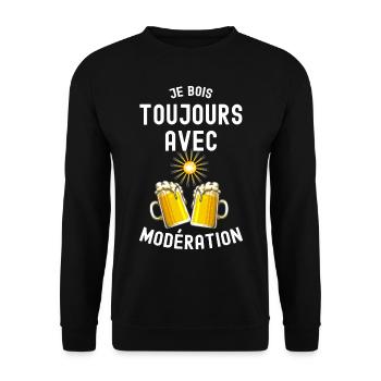 Je bois toujours avec modération Humour Apéro - Sweat-shirt Unisexe - noir - Devant - Alina (178cm) & Michal (187cm)