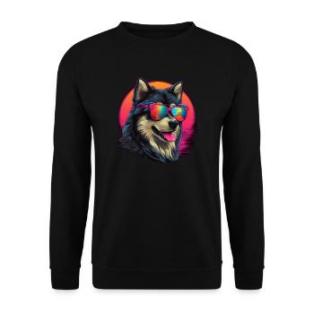 Chemise Retro Wave Alaskan Malamute Dogs - Sweat-shirt Unisexe - noir - Devant - Alina (178cm) & Michal (187cm)