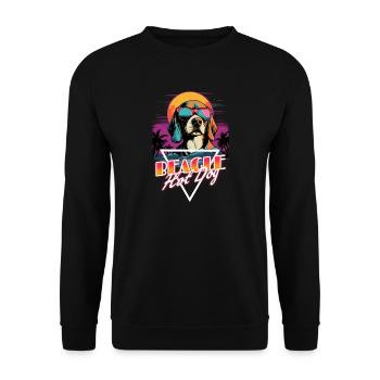 Retro Wave Beagle Hot Dog Shirt - Unisex Pullover - Schwarz - Vorne - Alina (178cm) & Michal (187cm)