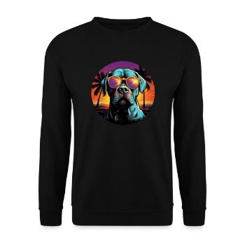 Retro Wave American Bulldog Chemise pour chien - Sweat-shirt Unisexe - noir - Devant - Alina (178cm) & Michal (187cm)