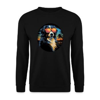 Retro Wave Australian Shepherd Dog Shirt - Unisex Pullover - Schwarz - Vorne - Alina (178cm) & Michal (187cm)