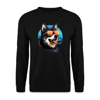 Retro Wave Akita Dog Shirt - Unisex Sweatshirt - black - Front - Alina (178cm) & Michal (187cm)