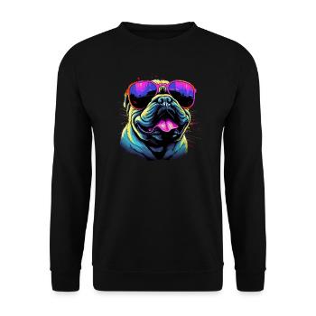 Chemise pour chien Retro Wave Bulldog - Sweat-shirt Unisexe - noir - Devant - Alina (178cm) & Michal (187cm)