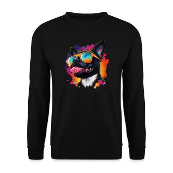 Chemise pour chien Boston Terrier Retro Wave - Sweat-shirt Unisexe - noir - Devant - Alina (178cm) & Michal (187cm)