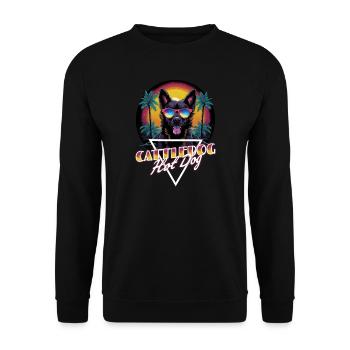 Chemise à hot-dog Retro Wave Cattledog - Sweat-shirt Unisexe - noir - Devant - Alina (178cm) & Michal (187cm)