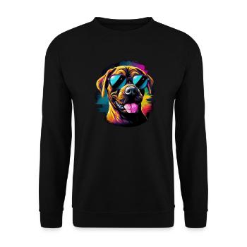Retro Wave Boxer Dog Shirt - Unisex Sweatshirt - black - Front - Alina (178cm) & Michal (187cm)