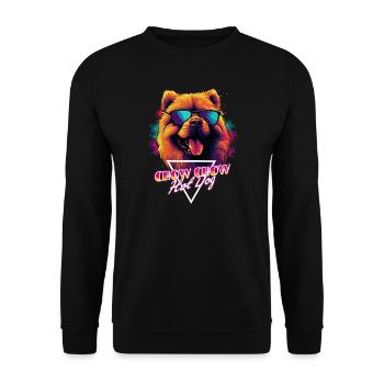 Retro Wave Chow Chow Hot Dog Shirt - Unisex Pullover - Schwarz - Vorne - Alina (178cm) & Michal (187cm)