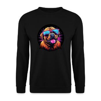 Chemise Retro Wave Dogue de Bordeaux pour chien - Sweat-shirt Unisexe - noir - Devant - Alina (178cm) & Michal (187cm)