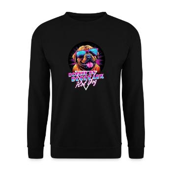 Chemise Retro Wave Dogue de Bordeaux Hot Dog - Sweat-shirt Unisexe - noir - Devant - Alina (178cm) & Michal (187cm)