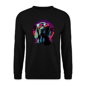 Chemise pour chien Retro Wave Bloodhound - Sweat-shirt Unisexe - noir - Devant - Alina (178cm) & Michal (187cm)