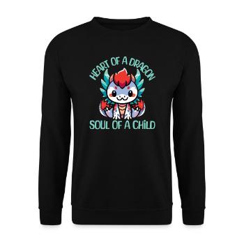 Coeur d’un Dragon, âme d’un enfant fantaisie chemise - Sweat-shirt Unisexe - noir - Devant - Alina (178cm) & Michal (187cm)