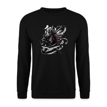 Japanese Samurai Warrior Ukiyo e Design - Unisex Sweatshirt - black - Front - Alina (178cm) & Michal (187cm)