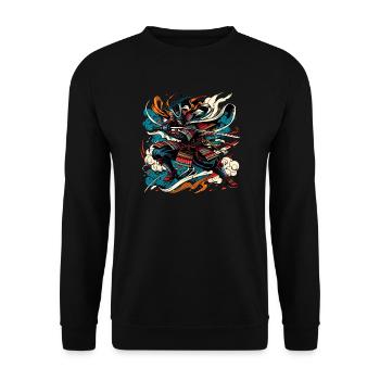 Japanese Samurai Warrior Ukiyo e - Unisex Sweatshirt - black - Front - Alina (178cm) & Michal (187cm)