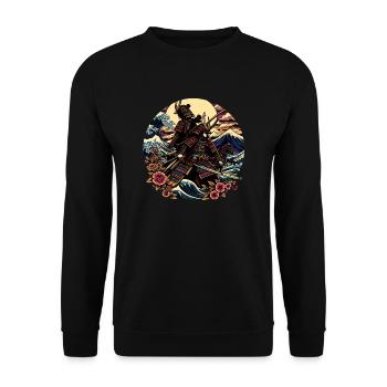 Japanese Samurai Warrior Circle Shirt - Unisex Sweatshirt - black - Front - Alina (178cm) & Michal (187cm)