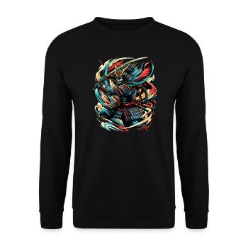 Colorfull Japanese Samurai Warrior - Unisex Sweatshirt - black - Front - Alina (178cm) & Michal (187cm)