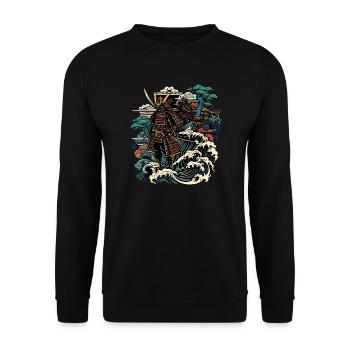 Ukiyo e Japanese Samurai Warrior Shirt - Unisex Sweatshirt - black - Front - Alina (178cm) & Michal (187cm)