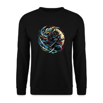 Japanese Samurai Warrior Shirt - Unisex Sweatshirt - black - Front - Alina (178cm) & Michal (187cm)