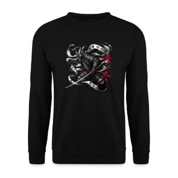 Japanese Ninja Samurai Warrior - Unisex Sweatshirt - black - Front - Alina (178cm) & Michal (187cm)