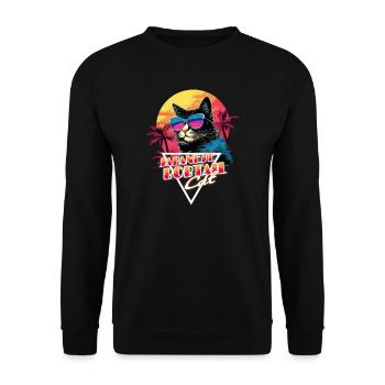 Chemise Retro Wave Japanese Bobtail Cat Miami - Sweat-shirt Unisexe - noir - Devant - Alina (178cm) & Michal (187cm)