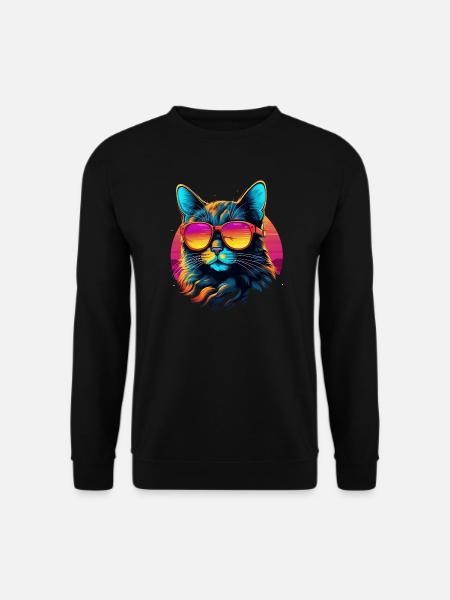 Retro Wave Chausie Cat Shirt - Unisex Pullover - Schwarz