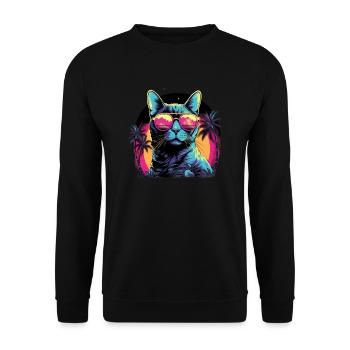 Chemise Retro Wave Chat Mau Égyptien - Sweat-shirt Unisexe - noir - Devant - Alina (178cm) & Michal (187cm)