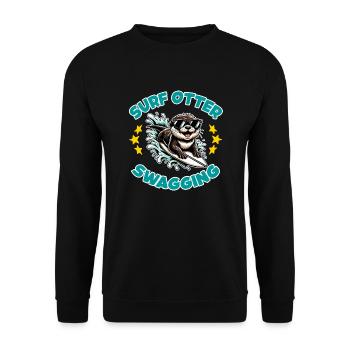 Drôle de loutre surfeuse avec des lunettes de soleil - Sweat-shirt Unisexe - noir - Devant - Alina (178cm) & Michal (187cm)