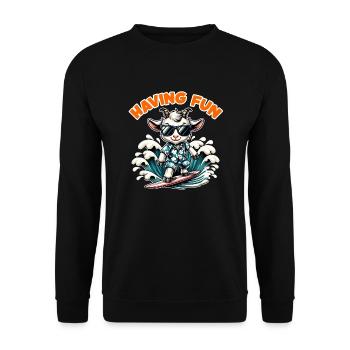 Chèvre de surf drôle et élégante avec des lunettes de soleil - Sweat-shirt Unisexe - noir - Devant - Alina (178cm) & Michal (187cm)
