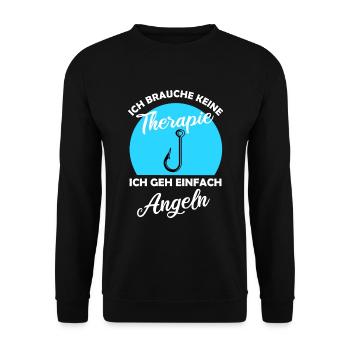 Keine Therapie Angeln Männer Angler Geschenkidee - Unisex Pullover - Schwarz - Vorne - Alina (178cm) & Michal (187cm)