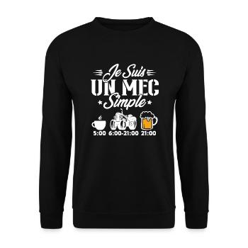 Je suis un mec simple cafe tracteur l'apéro - Sweat-shirt Unisexe - noir - Devant - Alina (178cm) & Michal (187cm)