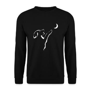 Chien regarde la lune - Sweat-shirt Unisexe - noir - Devant - Alina (178cm) & Michal (187cm)
