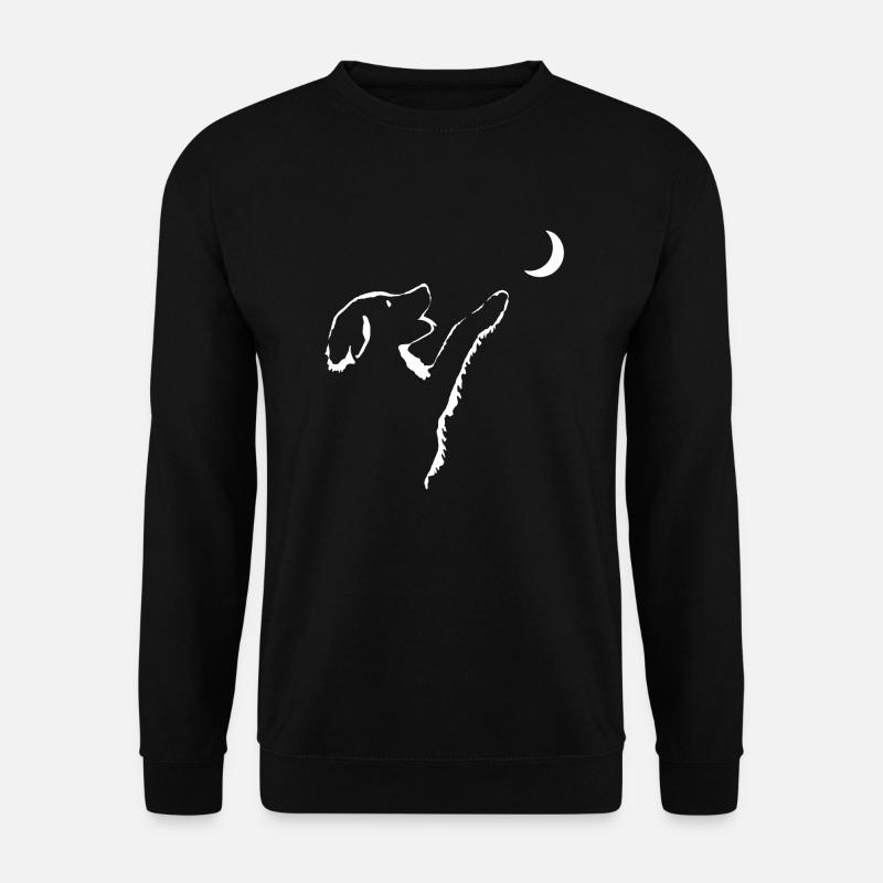 Hund schaut Mond an - Unisex Pullover - Schwarz