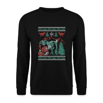 Dinosaur Christmas Meat Eating Dino Gift - Unisex Sweatshirt - black - Front - Alina (178cm) & Michal (187cm)