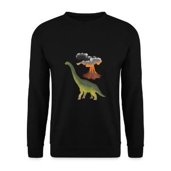 Dino and Volcano - Unisex Sweatshirt - black - Front - Alina (178cm) & Michal (187cm)