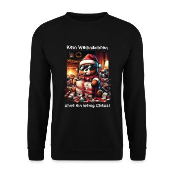 Weihnachten Stress Chaos Hektik Lustiges Meme - Unisex Pullover - Schwarz - Vorne - Alina (178cm) & Michal (187cm)