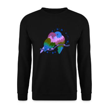 Verliebte Vögel - Unisex Pullover - Schwarz - Vorne - Alina (178cm) & Michal (187cm)