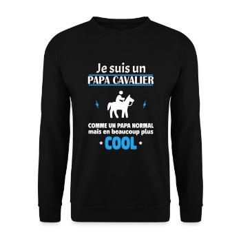 Je suis un papa cavalier, fête des pères, noël - Sweat-shirt Unisexe - noir - Devant - Alina (178cm) & Michal (187cm)