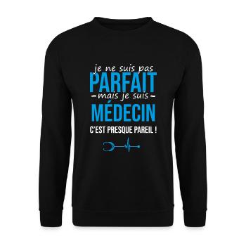pas parfait mais médecin | médecine stéthoscope - Sweat-shirt Unisexe - noir - Devant - Alina (178cm) & Michal (187cm)