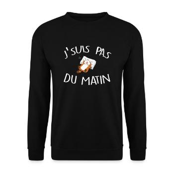 J'suis pas du matin - Sweat-shirt Unisexe - noir - Devant - Alina (178cm) & Michal (187cm)