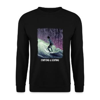 Surfing & Coding - Unisex Pullover - Schwarz - Vorne - Alina (178cm) & Michal (187cm)