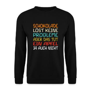 Schokolade Spruch Fun Kinderschrift - Unisex Pullover - Schwarz - Vorne - Alina (178cm) & Michal (187cm)