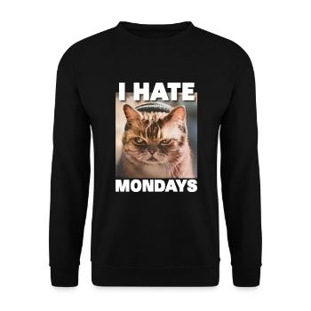 I hate mondays saying cat monday funny - Unisex Sweatshirt - black - Front - Alina (178cm) & Michal (187cm)