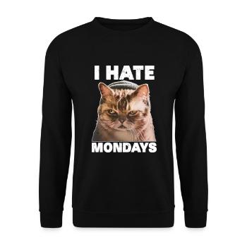 I hate mondays saying cat monday funny - Unisex Sweatshirt - black - Front - Alina (178cm) & Michal (187cm)