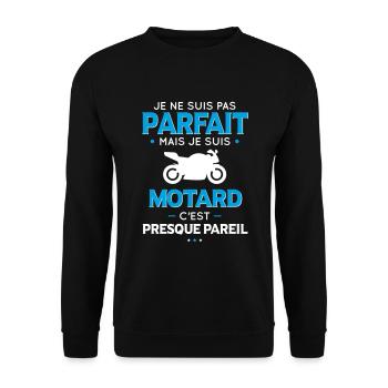 Je ne suis pas parfait mais je suis motard - Sweat-shirt Unisexe - noir - Devant - Alina (178cm) & Michal (187cm)