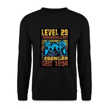 LEVEL 29, 29. Geburtstag, Legendär seit 1994 - Unisex Pullover - Schwarz - Vorne - Alina (178cm) & Michal (187cm)
