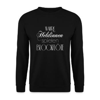 BLOCKFLÖTE HELDINNEN SPIELEN BLOCKFLÖTE MÄDCHEN - Unisex Pullover - Schwarz - Vorne - Alina (178cm) & Michal (187cm)