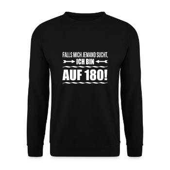 falls mich jemand sucht ich bin auf 180 Spruch - Unisex Pullover - Schwarz - Vorne - Alina (178cm) & Michal (187cm)