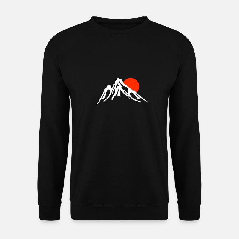 Berg mit roter Sonne - Unisex Pullover - Schwarz