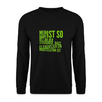 mein Handy ist oft an der Steckdose - Unisex Pullover - Schwarz - Vorne - Alina (178cm) & Michal (187cm)